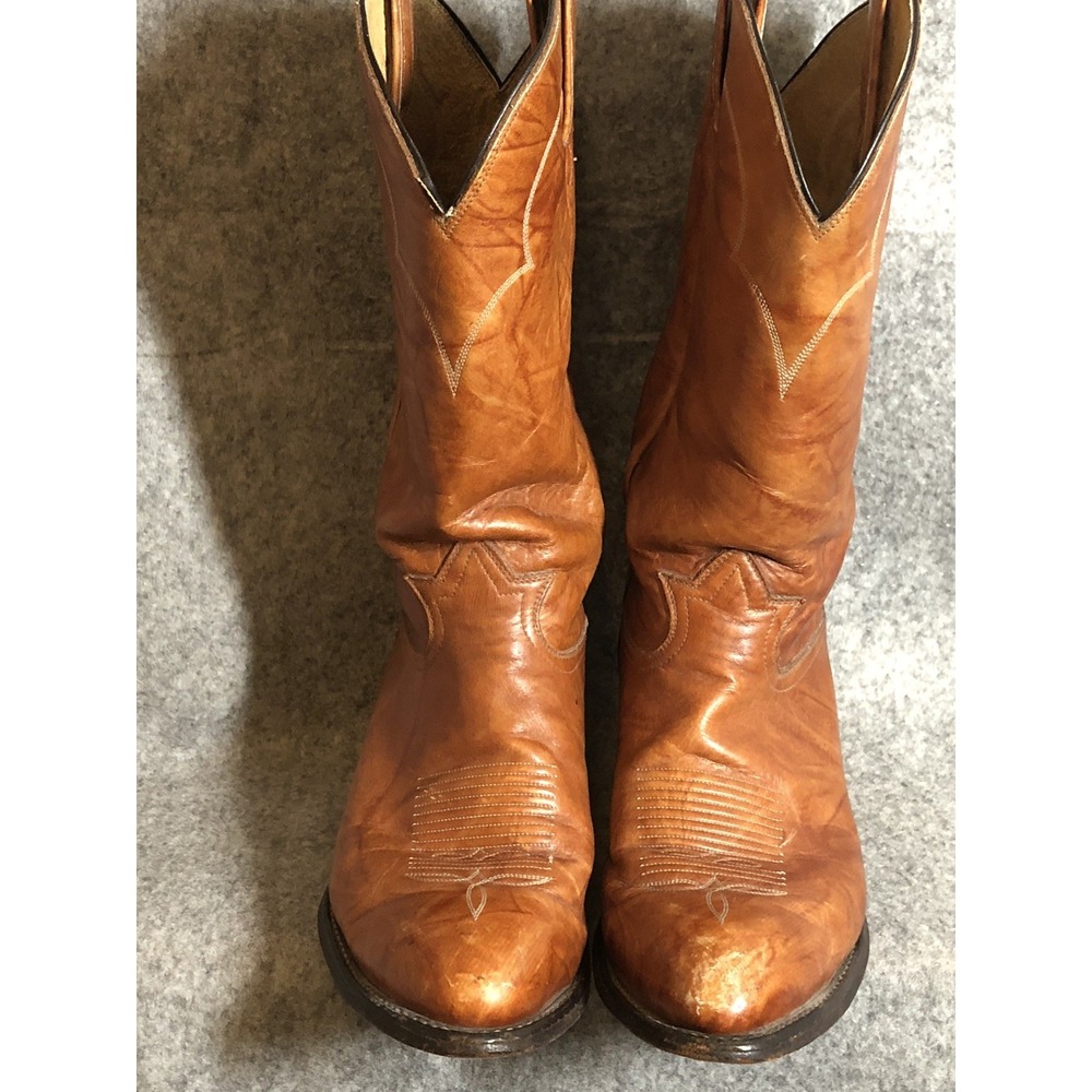 Tony Lama Boots Mens 8.5 EEE Brown Cow Leather Dress Boot Western Cowboy Classic